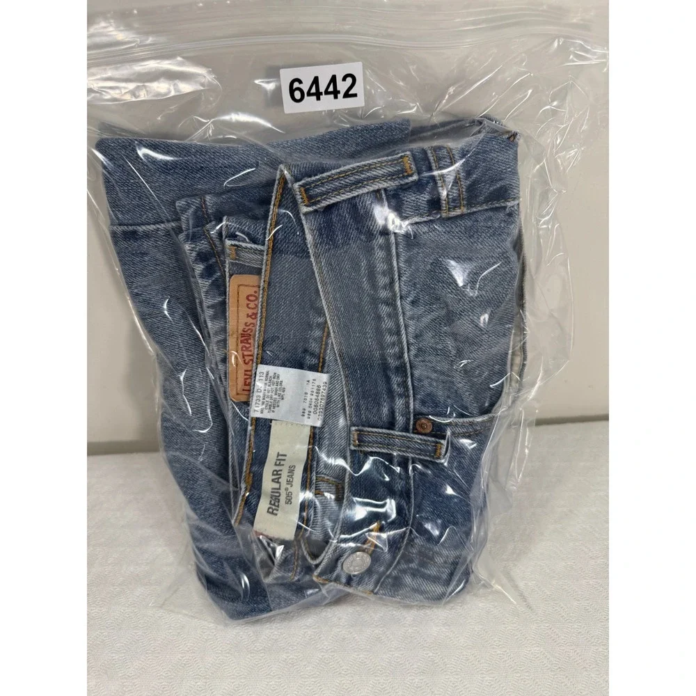 Levi's Jeans Men 36x31 505 Regular Fit Blue Straight Leg Denim Distressed Y2K